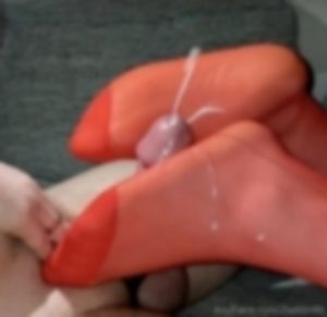 My Footjob in red stockings ve